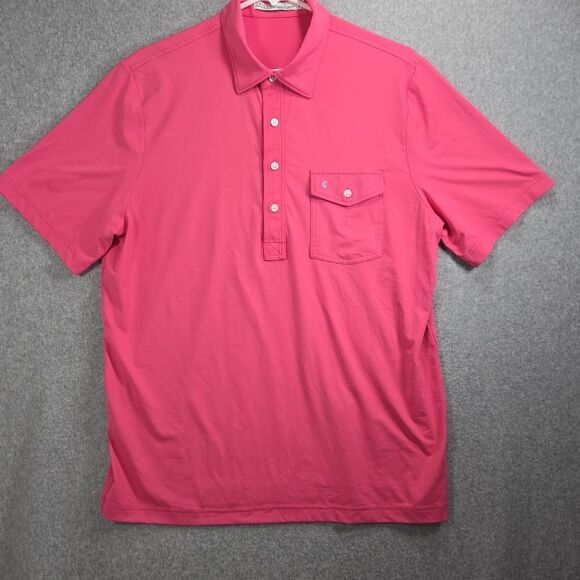 Criquet Polo Shirt Mens L Short Sleeve Golf Performance Stretch Pocket Pink - Picture 1 of 10